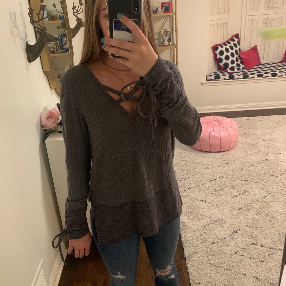 Anama gray waffle sweater!